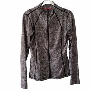 Kadyluxe Women’s Athletic Jacket Black White Marled Small